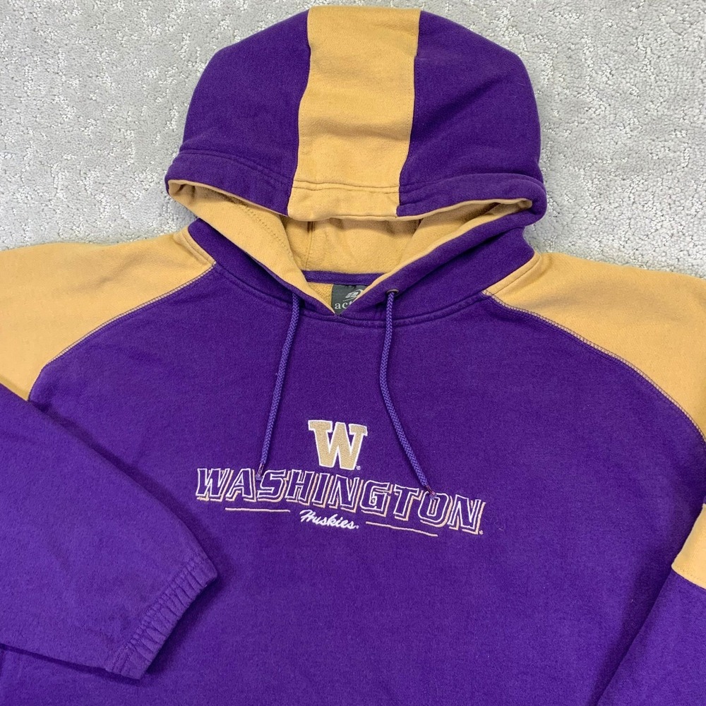 Active Washington Huskies Purple Gold‎ Raglan Hoodie Sweatshirt XL Collegiate